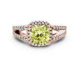 Rose gold Fancy Yellow Cushion Cut Diamond Halo Split Shank Engagement Ring_39