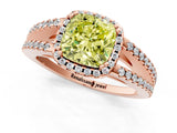 Rose gold Fancy Yellow Cushion Cut Diamond Halo Split Shank Engagement Ring_40