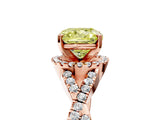 Rose gold Fancy Yellow Cushion Cut Diamond  Halo Twist Band Solitaire Prong Setting Ring_47