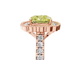 Rose gold Fancy Yellow Cushion  Cut Diamond Milgrain Floral Halo Engagement Ring with Pavé Band_20