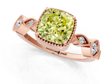Rose gold Fancy Yellow Cushion  Cut Diamond Milgrain Marquise Band with Prong Setting_4