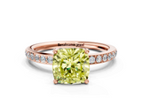 Rose gold Fancy Yellow Cushion  Cut Diamond Pavé Band Ring with Four-Prong Setting_42