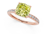 Rose gold Fancy Yellow Cushion  Cut Diamond Pavé Band Ring with Four-Prong Setting_43