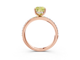 Rose gold Fancy Yellow Cushion  Cut Diamond Pavé Band Ring with Four-Prong Setting_45