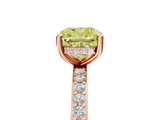 Rose gold Fancy Yellow Cushion  Cut Diamond Pavé Band Ring with Four-Prong Setting_47