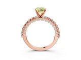 Rose gold Fancy Yellow Cushion Cut Diamond Pavé Band Solitaire Ring with Prong Setting_78