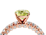 Rose gold Fancy Yellow Cushion Cut Diamond Pavé Band Solitaire Ring with Prong Setting_79