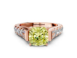 Rose gold Fancy Yellow Cushion  Cut Diamond Pavé Band Solitaire with Four-Prong Setting_15