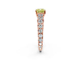 Rose gold Fancy Yellow Cushion  Cut Diamond Pavé Band Solitaire with Four-Prong Setting_17