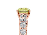 Rose gold Fancy Yellow Cushion  Cut Diamond Pavé Band Solitaire with Four-Prong Setting_20