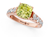 Rose gold Fancy Yellow Cushion  Cut Diamond Pavé Band Solitaire with Four-Prong Setting_4