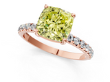 Rose gold Fancy Yellow Cushion  Cut Diamond Pavé Band Solitaire with Four-Prong Setting_4