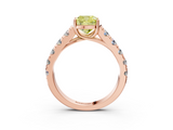 Rose gold Fancy Yellow Cushion  Cut Diamond Pavé Band Solitaire with Four-Prong Setting_6