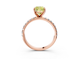 Rose gold Fancy Yellow Cushion  Cut Diamond Pavé Band Solitaire with Four-Prong Setting_6