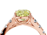 Rose gold Fancy Yellow Cushion  Cut Diamond Pavé Band Solitaire with Four-Prong Setting_7