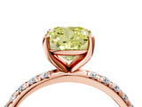 Rose gold Fancy Yellow Cushion  Cut Diamond Pavé Band Solitaire with Four-Prong Setting_7