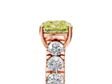 Rose gold Fancy Yellow Cushion  Cut Diamond Pavé Band Solitaire with Four-Prong Setting_8