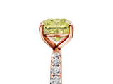 Rose gold Fancy Yellow Cushion  Cut Diamond Pavé Band Solitaire with Four-Prong Setting_8