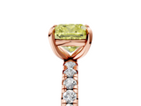 Rose gold Fancy Yellow Cushion  Cut Diamond Pavé Band with Four-Prong Setting_59