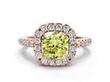 Rose gold Fancy Yellow Cushion Cut Diamond Pavé Halo Ring with Four-Prong Setting_36