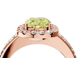 Rose gold Fancy Yellow Cushion Cut Diamond Pavé Halo Ring with Four-Prong Setting_40