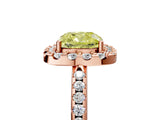 Rose gold Fancy Yellow Cushion Cut Diamond Pavé Halo Ring with Four-Prong Setting_41