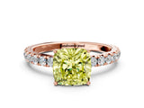 Rose gold Fancy Yellow Cushion Cut Diamond Pavé Solitaire Engagement Ring with Four-Prong Setting_88