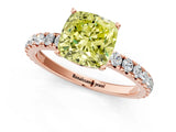 Rose gold Fancy Yellow Cushion Cut Diamond Pavé Solitaire Engagement Ring with Four-Prong Setting_89
