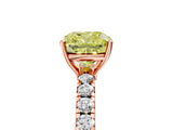 Rose gold Fancy Yellow Cushion Cut Diamond Pavé Solitaire Engagement Ring with Four-Prong Setting_93