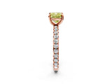 Rose gold Fancy Yellow Cushion Cut Diamond Pavé Solitaire Ring with Round Band and Prong Setting_14