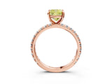 Rose gold Fancy Yellow Cushion Cut Diamond Pavé Solitaire Ring with Round Band and Prong Setting_15