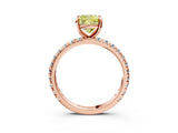 Rose gold Fancy Yellow Cushion Cut Diamond Pavé Solitaire Ring with Round Band and Prong Setting_27