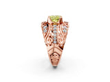Rose gold Fancy Yellow Cushion Cut Diamond Pave Art Deco Split Shank Ring with Four-Prong Setting_2
