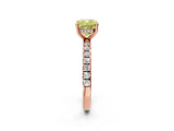 Rose gold Fancy Yellow Cushion Cut Diamond Pave Band Solitaire Ring with Four-Prong Setting_60