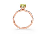 Rose gold Fancy Yellow Cushion Cut Diamond Pave Band Solitaire Ring with Four-Prong Setting_61