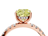 Rose gold Fancy Yellow Cushion Cut Diamond Pave Band Solitaire Ring with Four-Prong Setting_62