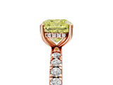 Rose gold Fancy Yellow Cushion Cut Diamond Pave Band Solitaire Ring with Four-Prong Setting_63