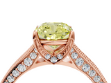 Rose gold Fancy Yellow Cushion  Cut Diamond Pave Band with Four-Prong Setting_24