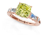 Rose gold Fancy Yellow Cushion  Cut Diamond Ring with Baguette Side Stones, Channel Set Band, and Four-Prong Setting_25