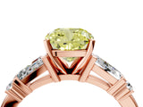 Rose gold Fancy Yellow Cushion  Cut Diamond Ring with Baguette Side Stones, Channel Set Band, and Four-Prong Setting_28