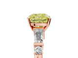 Rose gold Fancy Yellow Cushion  Cut Diamond Ring with Baguette Side Stones, Channel Set Band, and Four-Prong Setting_29