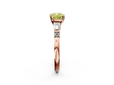 Rose gold Fancy Yellow Cushion  Cut Diamond Ring with Baguette Side Stones, Channel Set Band, and Four-Prong Setting_5