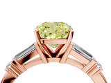 Rose gold Fancy Yellow Cushion  Cut Diamond Ring with Baguette Side Stones, Channel Set Band, and Four-Prong Setting_7