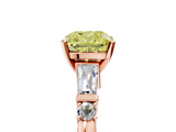 Rose gold Fancy Yellow Cushion  Cut Diamond Ring with Baguette Side Stones, Channel Set Band, and Four-Prong Setting_8
