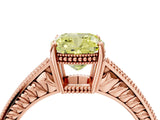 Rose gold Fancy Yellow Cushion Cut Diamond Ring with Milgrain Pavé Band and Four-Prong Setting_24