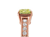 Rose gold Fancy Yellow Cushion Cut Diamond Ring with Milgrain Pavé Band and Four-Prong Setting_25