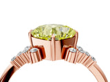 Rose gold Fancy Yellow Cushion Cut Diamond Ring with Side Stones and Four-Prong Setting_98