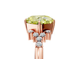 Rose gold Fancy Yellow Cushion Cut Diamond Ring with Side Stones and Four-Prong Setting_99