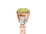 Rose gold Fancy Yellow Cushion  Cut Diamond Ring with Tapered Baguette Side Stones in Four-Prong Setting_8