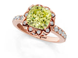 Rose gold Fancy Yellow Cushion Cut Diamond Scalloped Halo Engagement Ring with Round Shared Prong Band_13